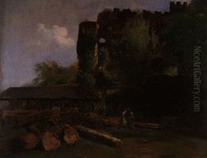 Ruines Du Chateau De La Rochette-savoie by Charles Louis Guigon