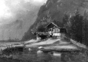 Paysage A Meyringen by Charles Louis Guigon