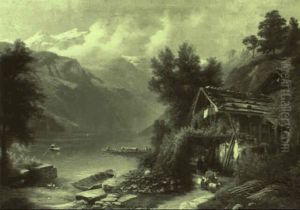 Bauernhaus An Einem Gebirgssee by Charles Louis Guigon