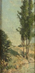 Les Arbres Au Bord De La Riviere by Paul Camille Guigou