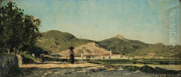 Paysanne Sur Un Chemin En Provence - view 1