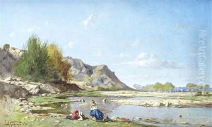Lavandieres Au Bord De La Durance A Saint Paul