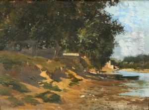 Baumbestandene Uferlandschaft by Paul Camille Guigou