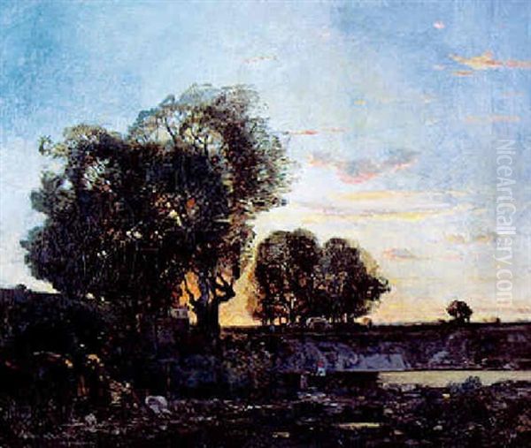 Les Deux Lavandieres, Soleil Couchant - view 1