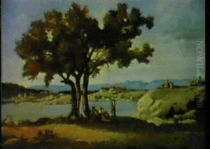 On The Banks Of The Durance By St. Paul With The Ruins Of   The Chateau De Cadarache