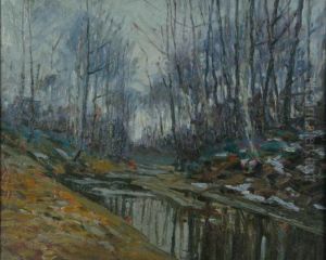 Autumn Landscape With Creek, by George Herbert Baker