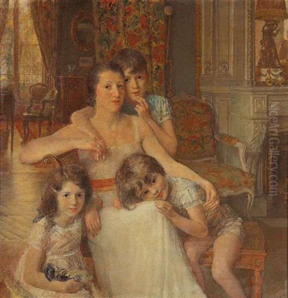 Portrait De Madame Dans Son Salon Avec Ses Enfants - view 1