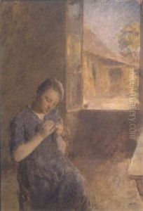 Angele Cousant A La Robe Bleue Angele Cousant A La Robe Bleue