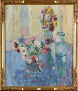 Nature Morte Pres D"une Fenetre by Maurice Guilbert