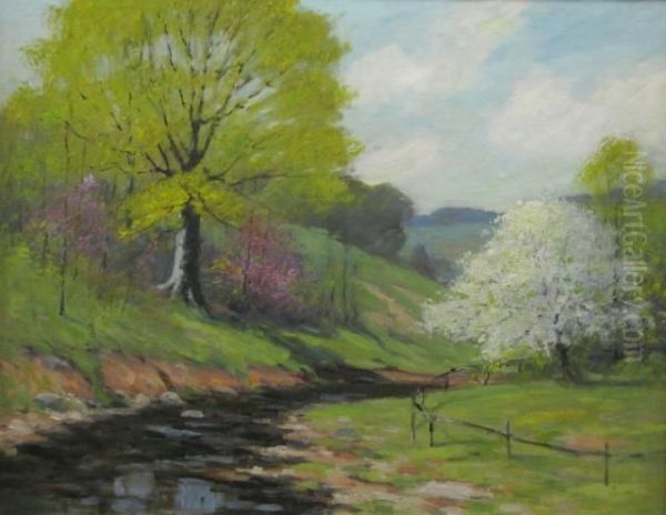 Indiana Landscape Depicting Blooming Trees - view 1