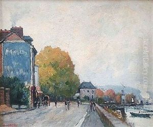 Promenade En Bord De Seine by Narcisse Guilbert