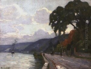 Les Grands Arbres Sur La Berge by Narcisse Guilbert