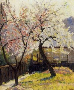 Poiriers Et Pechers En Fleurs by Narcisse Guilbert