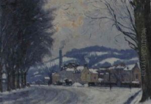 Place D'armes A Croisset- Effet De Neige by Narcisse Guilbert