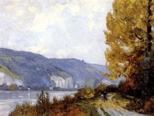 Bord De Seine A Sahurs. Effet D'automne by Narcisse Guilbert