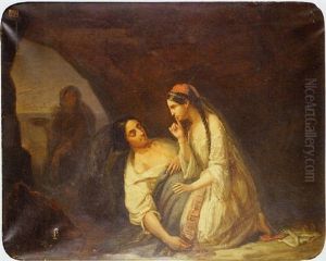 Jeune Grecque Secourant Un Blesse by Alfred Guillard