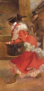 In A Hurry With A Hatbox by Albert Guillaume