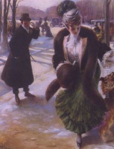 An Afternoon Strolling In The Bois De Boulogne, Paris by Albert Guillaume