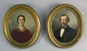 Portrait Of A Husband (+ Portrait Of His Wife; Pair) by Louis Mathieu Didier Guillaume
