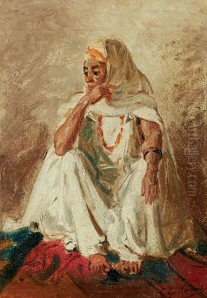 Femme Pensive En Blanc Woman Dressed In White - view 1