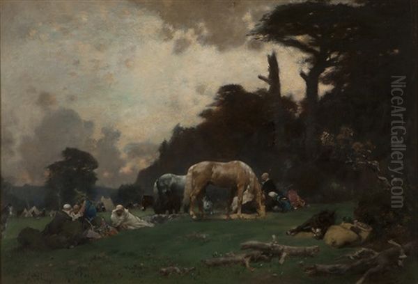 Arab Horsemen At Rest - view 1
