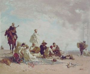 La Halte En Algerie by Gustave Achille Guillaumet