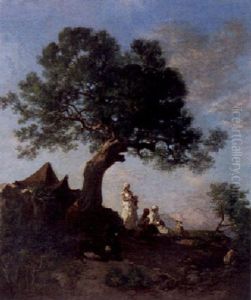 Rastende Beduinenfamilie Unter Einem Baum Rastende Beduinenfamilie Unter Einem Baum