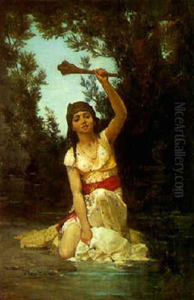Femme Du Douar A La Riviere - view 1