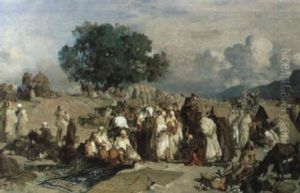 Un Marche Arabe En Algerie by Gustave Achille Guillaumet