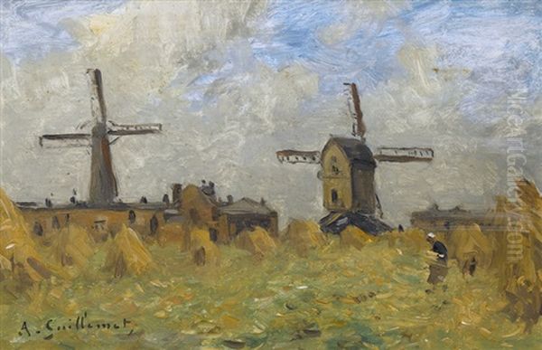 Sommerliches Feld Mit Windmuhlen - view 1