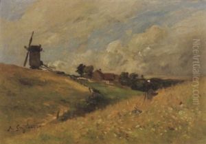 Sommerlandschaft Mit Windmuhle by Jean Baptiste Antoine Guillemet