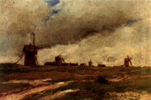 Landscape With Windmills by Jean Baptiste Antoine Guillemet