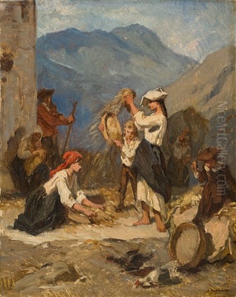 Bauerinnen Beim Dreschen Des Korn - view 1