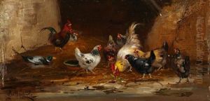 Scenes De Basse Cour (pair) by Antoine Guilleminet