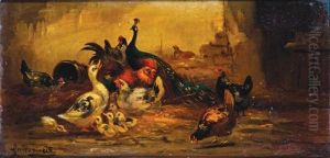 Le Paon Au Milieu De La Basse Cour by Claude Guilleminet
