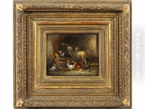 Scenes De Basse Cour (pair) by Claude Guilleminet