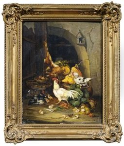 Szenerie Auf Einem Huhnerhof by Claude Guilleminet