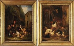 Scenes De Basse-cour (pair) by Claude Guilleminet