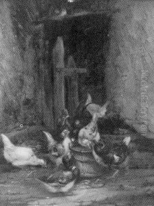 Chickens In The Barn by Claude Guilleminet