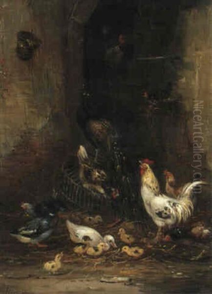 Stallinneres Mit Pfau, Enten Und Huhnern - view 1
