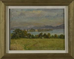Chiemseelandschaft Mit Blick Auf Die Fraueninsel An Einem Sommertag by Franz Paul Maria Guillery