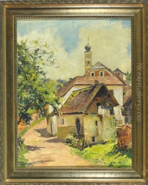 Sommerliche Dorfstrase Mit Kirche - view 1