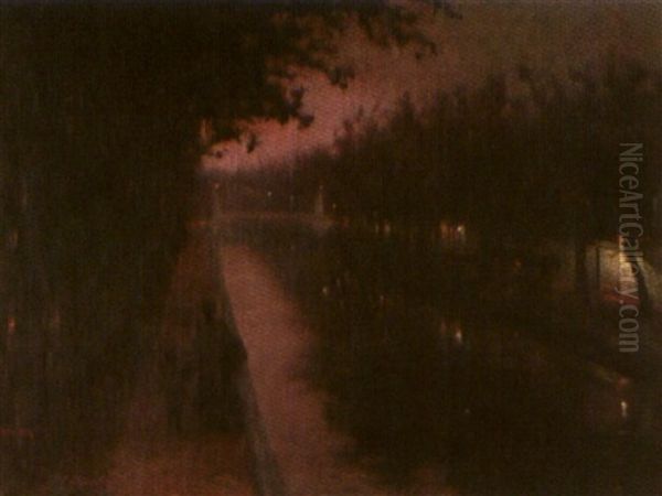 Tombee De La Nuit Le Long Du Canal - view 1