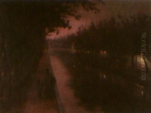 Tombee De La Nuit Le Long Du Canal by Franz Paul Maria Guillery