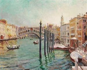 Parti Fra Canal Grande Med Udsigt Mod Rialtobroen by Franz Paul Maria Guillery