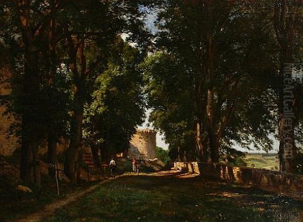 Figures On A Woodland Path - view 1