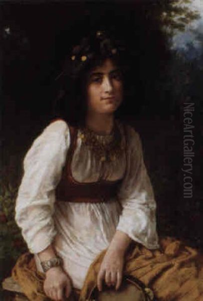 Young Italian Woman With Tambourine - view 1