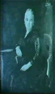 Portrait De Femme En Robe De Dentelles Noires by Eugene-Antoine Guillon