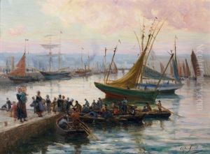 Retour De Peche Dans Un Port Breton