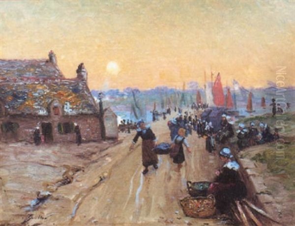 Retour De Peche Au Soleil Couchant - view 1